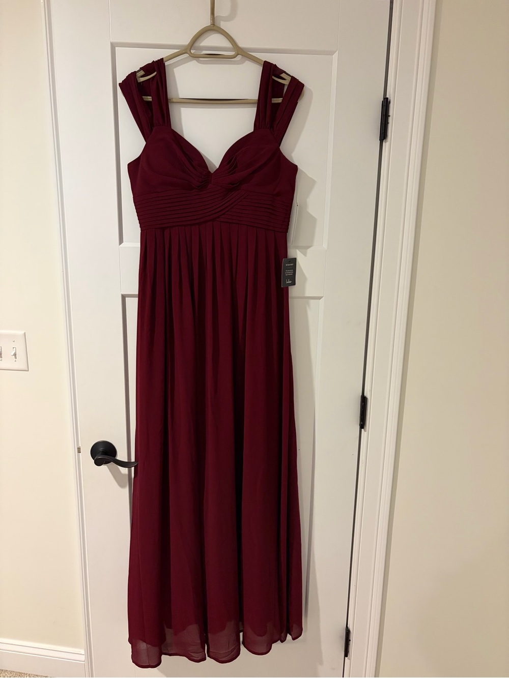 Lulu's Burgundy Chiffon Empire-Waist Maxi Dress